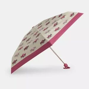 Coach Mini Umbrella Candy Print - Silver Jasmine Pink **NWT**